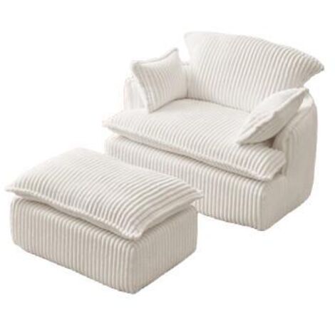 Fauteuil enfant pliable en velours côtelé blanc – Confort luxe avec oreiller doux – Design minimaliste moderne – Dimensions non spécifiées