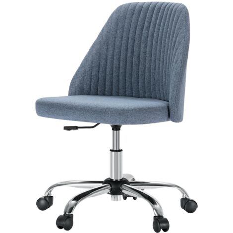 Chaise de bureau pivotante réglable sans accoudoirs en tissu bleu (1/5)