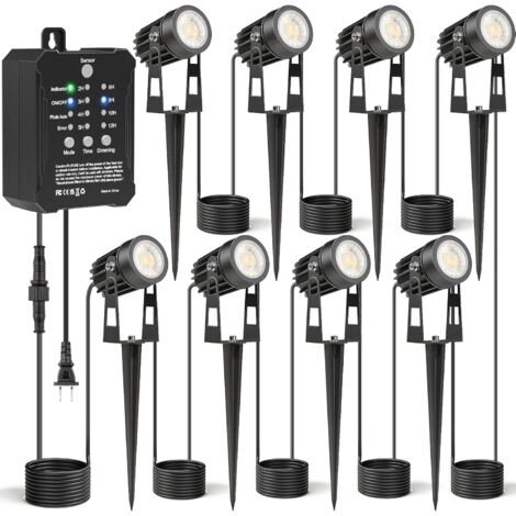 8pcs Lampe à fiche terre réglable IP65 étanche (1/5)