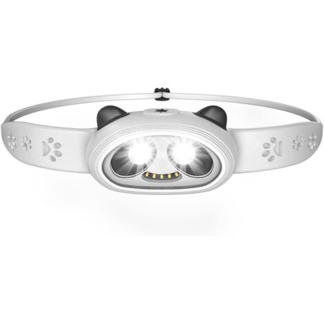 Lampe frontale LED rechargeable pour adultes et enfants, design panda (blanc), ultra lumineuse, idéale pour le camping, la promenade du chien, la pêche (1/5)