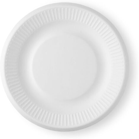 Assiettes de fête blanches, 100 pièces, diamètre 21 cm, éco-compostables, assiettes en papier, assiettes en carton, vaisselle jetable