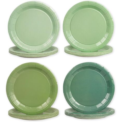 Lot de 48 assiettes en carton vert sauge de 17,8 cm - Assiettes à dessert dégradées pour décoration de fête de mariage de ferme, mariage, rassemblement, fête