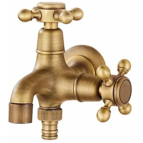 Robinet antique, style européen à double usage, adapté aux conduites d'eau de jardin, tout en cuivre (1/3)