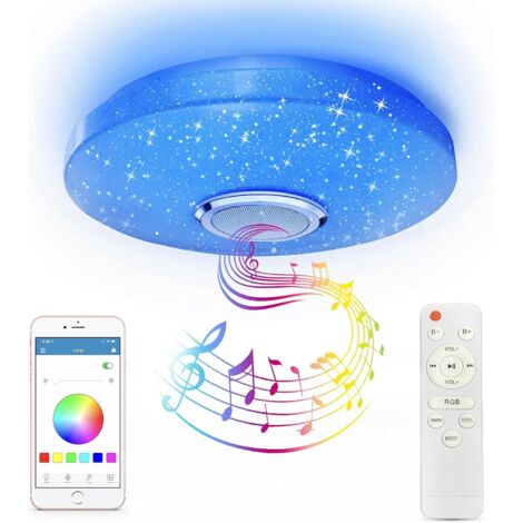 Plafonnier LED RVB 36 Wà couleur changeante  avec haut-parleur Bluetooth, 30 cm froid/chaud/blanc (1/5)