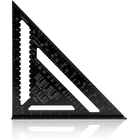 Triangle à double échelle en alliage d'aluminium de 12 pouces - Règle d'angle de charpentier (1/5)