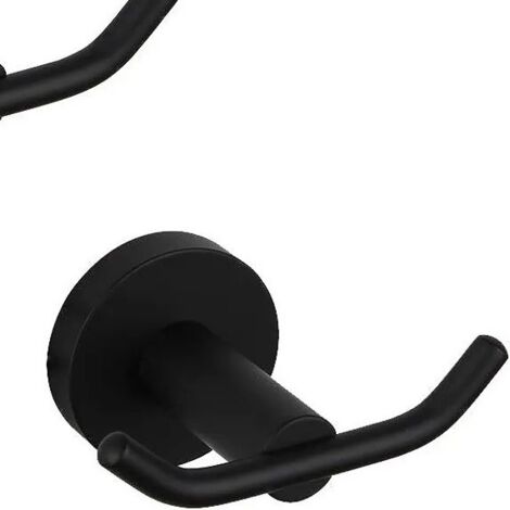 Porte-manteau noir mat pour salle de bain SUS 304 en acier inoxydable double couche porte-serviettes/peignoirs, 2 pièces (1/5)