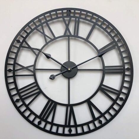 Horloge murale géante rétro Black Diamond 80 cm - 1 pièce - noir (1/3)
