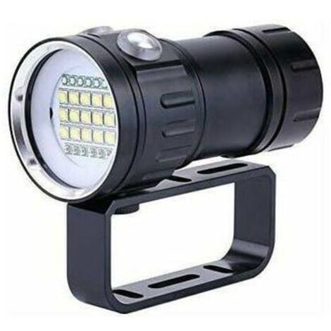 Lampe de plongée 27 LED, lampe de poche de plongée pour éclairage photographique haute puissance 150 W, 15 lumières blanches XM-L2 + 6 lumières rouges XPE + 6 lumières bleues XPE (1/4)