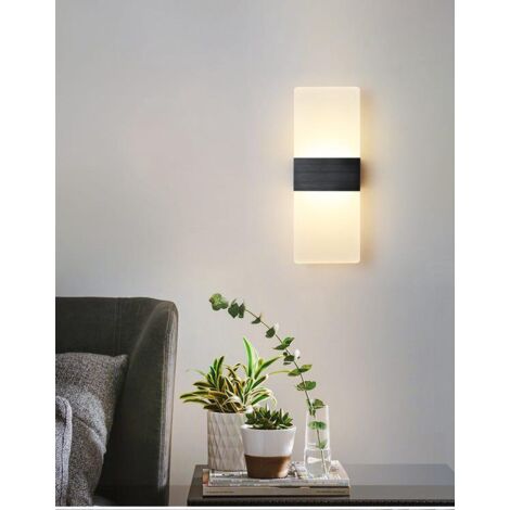 Applique murale d'intérieur 12 W, lumière noire et blanche brossée, 85-265 V, dimensions de la lampe : 29 x 11 x 3,5 cm (1/3)