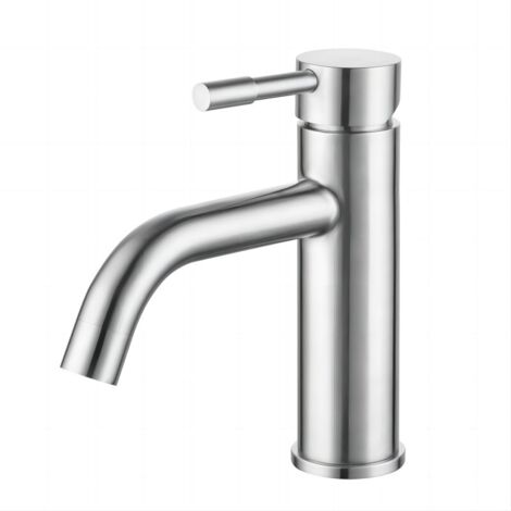 Robinet d'évier à levier unique en acier inoxydable, réglable, chaud et froid, brossé mat, 1 style bas, style brossé (1/5)