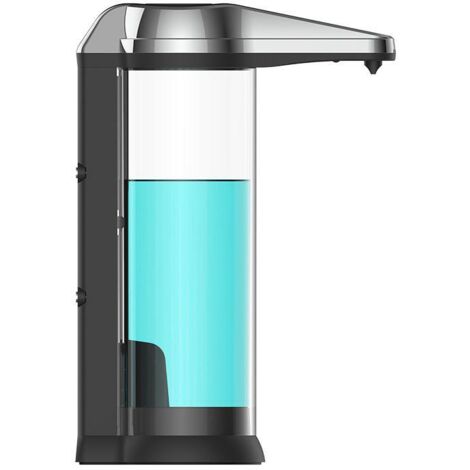 Distributeur automatique de savon liquide rechargeable sans contact de 500 ml, fixé au mur, noir (1/4)