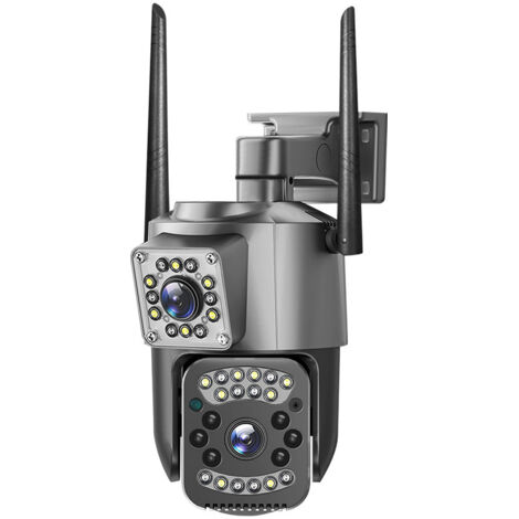 Caméra panoramique à double objectif à 360 degrés avec vision nocturne couleur et surveillance à distance, caméra de surveillance extérieure (1/5)