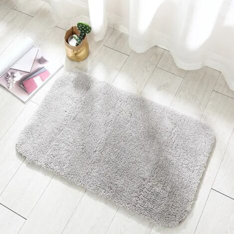 Tapis de Bain Antidérapant Extra Epais Tapis de Absorbant Douche Microfibre de pour Salle de Bain Machine Epais (Gris clair, 40 x 60cm) (1/4)