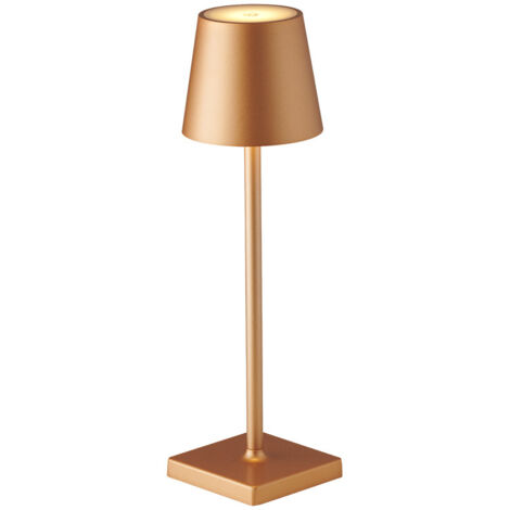 Lampe de bureau rechargeable USB tout aluminium tactile minimaliste moderne, batterie 3600 mAh, or (1/5)