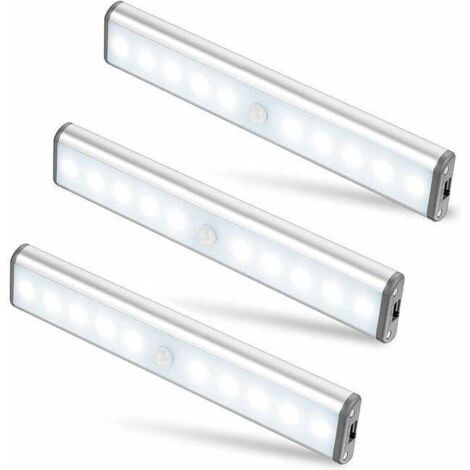 Lot de 3 lampes LED connectées à détecteur de mouvement et ventouses magnétiques, adaptées à divers environnements tels que placards, penderies, couloirs et chambres. Sans câblage, idéales pour les ré (1/3)