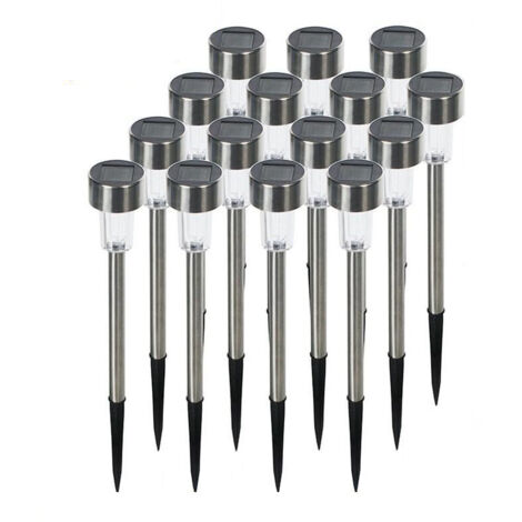 Lot de 15 lampes solaires RVB avec capteur de contrôle, étanches IP44, LED, idéales pour les parcs, les jardins et les piscines, en acier inoxydable, lumière blanche (1/3)