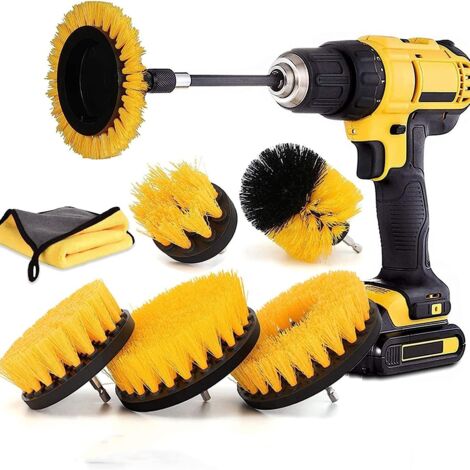 Ensemble de 8 brosses de nettoyage pour forets, brosse pour forets de voiture, brosse de nettoyage pour forets, convient pour carrelage, baignoire, toilettes jaune (1/5)