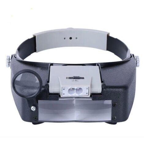 Bandeau Loupe Horloger Mains Libres Loupe avec Lumière Casque Loupe Grossissante avec LED Lumière, pour Horloger, Bijoutier, Lecture (1/4)