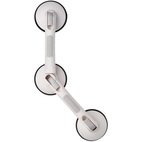 Rampe à ventouse biseautée blanche de haute qualité, poignée pour personnes âgées, rampe de salle de bain à ventouse importée sans perforation, capacité de charge de 240 catties [rotative] (1/4)