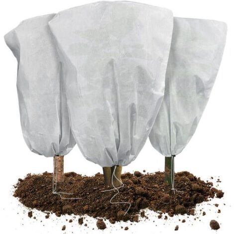 Lot de 3 Housse Hivernage Plante avec Cordon Polypropylème 80g/m² 80x100cm blanc (1/4)