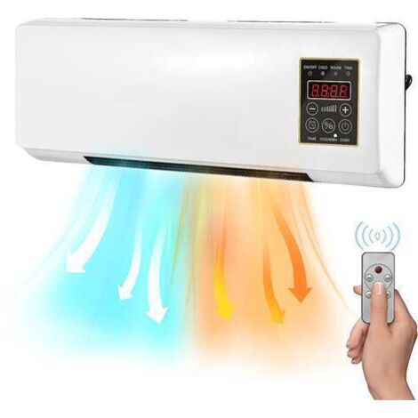 Chauffage et climatiseur mural 2 en 1 – Puissance 2000W – Mode thermostatique – Minuterie 0-6h – Faible bruit pour sommeil calme