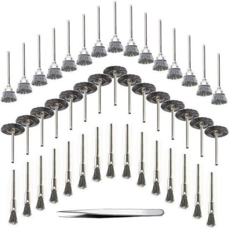45 Pièces Outil de Perceuse à Bois Brosse Métallique Fil d'Acier Inoxydable Brosse de Perceuse Rotative en Métal, Argent (Acier Inoxydable) (1/4)