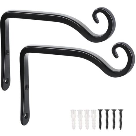 Lot De 2 Crochets Muraux Fer Pour Plantes 25 Cm | Noir, Motif Colibri, Support Jusqu'à 13,6 Kg, Anti-rouille