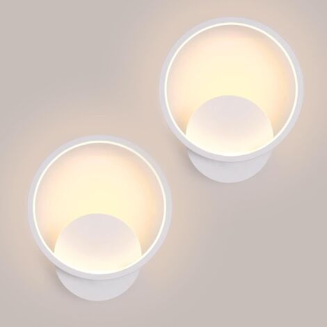 Osairous Applique Murale Intérieure 2 Pièces, 12W 1350LM Ronde Lampe Murale LED Moderne, Aluminium Luminaire Murales Blanc Chaud 3000K Pour Chambre Salon Salle De Bain Escalier, Noir, 20cm