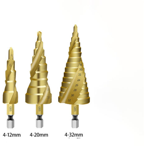 Preamer Lot De 3 Forets Fraise Étage HSS Titane 4-12/20/32 Mm - Perçage Multi-matériaux