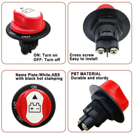 Coupe-Circuit Batterie 100A 12V 24V 48V - Interrupteur Batterie Bateau Voiture Camion Moto
