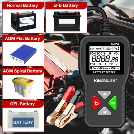 Testeur Batterie Voiture et Voltmètre 6V 8V 12V 24V avec Écran LCD et Indication LED Haute Testeur Batterie Voiture et Voltmètre 6V 8V 12V 24V avec Écran LCD et Indication LED Haute