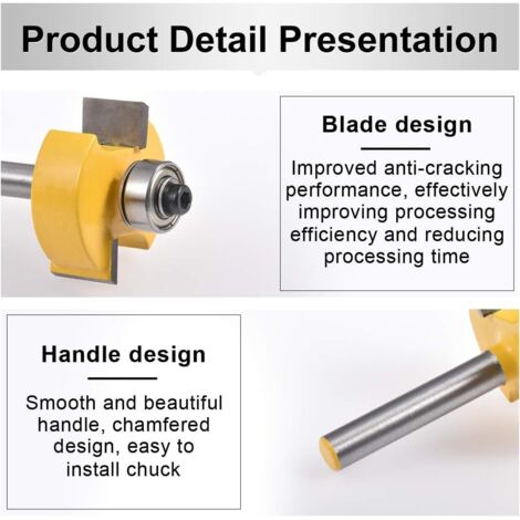 Rabbet Router Bit avec 6 roulements réglables, fraise pour rainures au ...