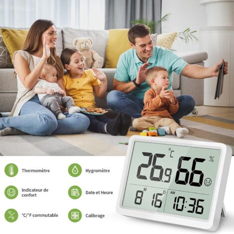 Thermomètre numérique d'intérieur avec hygromètre précis pour la température ambiante - Enregistrement max min - Écran LCD - Écran LCD - Pour la maison, le bureau, la chambre d'enfant, la serre Thermomètre numérique d'intérieur avec hygromètre précis pour la température ambiante - Enregistrement max min - Écran LCD - Écran LCD - Pour la maison, le bureau, la chambre d'enfant, la serre