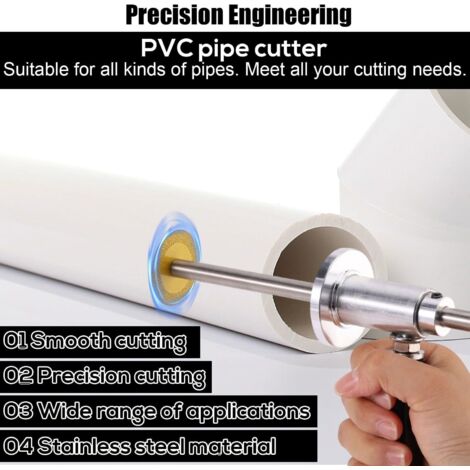 Coupe-Tuyau Intérieur PVC 32/44 Mm – Outil Plomberie Avec Scie à Fil Et Hexagone 6,35 Mm Pour Perceuse