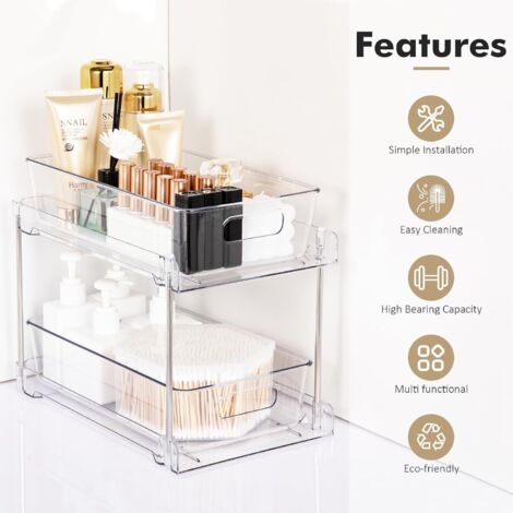 Set 2 Organisateurs Sous Évier 2 Niveaux Acrylique Transparent - Rangement Cuisine Salle De Bain