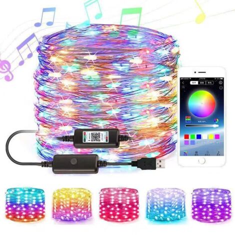 Guirlande Lumineuse 10M 100 LED Cuivre Étoilée IP65 Blanc Chaud - Intérieur Extérieur Noël