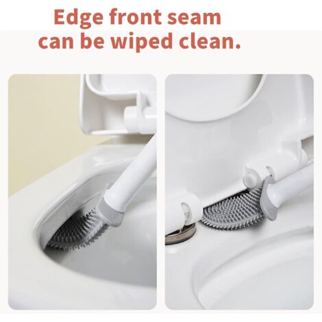 Lot De 2 Brosses WC Silicone Pliable Avec Support Mural – Gris Et Blanc, Sans Gouttes