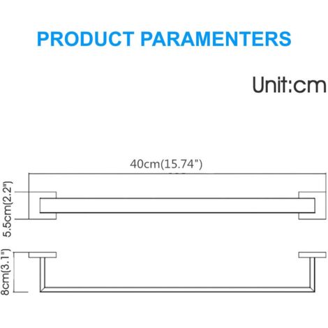 Porte-Serviettes Mural 40 Cm – Acier Inox 304 Chromé, Design Moderne Minimaliste Salle De Bain