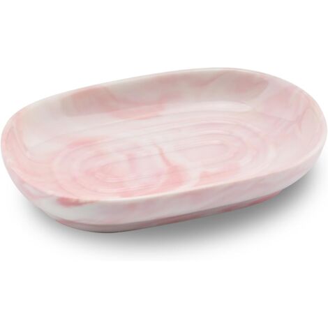 Porte Savon Céramique Antidérapant, Porte Savon Marbre pour Salle de Bain, Support Savon Solide pour Cuisine,Évier et Douche (Rose)