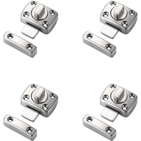 Verrou Loquet pour Porte 41x30mm et Fenêtre Moraillon en Alliage de Zinc Coulissante Serrure pour Porte et Fenêtre Placard Argent 4 Pièces (1/5)