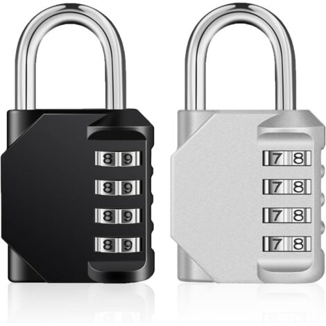 Cadenas à combinaison à 4 chiffres pour salle de sport, école, extérieur et casier des employés, noir+Argent (1/5)