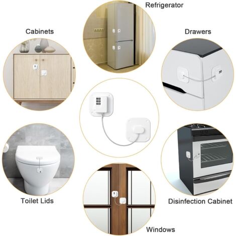 4 PCS Sécurité Fenêtre Enfant - Serrure Frigo Et Armoire Avec 4 Clés - Protection Bébé