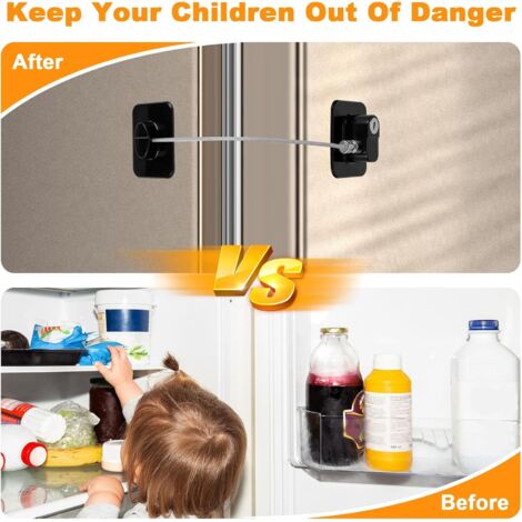 Romon Sécurité Fenêtre Enfant 4 Pièces – Serrures Avec 8 Clés Pour Fenêtres, Placards, Frigo, Tiroirs – Protection Bébé