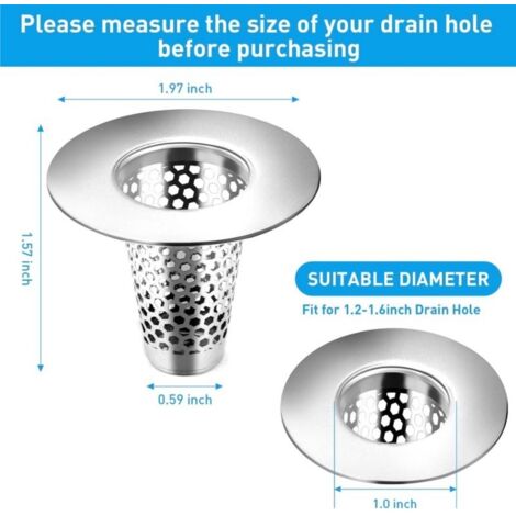Ensemble de 3 filtres à cheveux en acier inoxydable pour douche, 5,5 × 5 cm, pour évier de cuisine, balcon, cuisine et salle de bain | Leroy Merlin