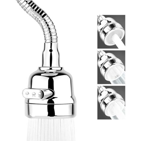 Embout Robinet Cuisine Universel 3 Sorties d’Eau Tuyau Flexible Acier Inoxydable Brise-jet Adaptateur Mousseur Extension Robinet
