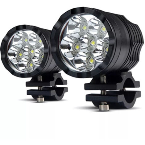 Phares antibrouillard LED 12 V 24 V, 2 phares de moto blancs DRL auxiliaire LED feux de conduite pour moto ATV SUV camion voiture bateau