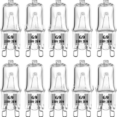 Ampoules halogènes G9 28W 230V 2700K Blanc Chaud Dimmable, G9 Ampoules Capsule pour lustres, appliques, lampes de table, Lot de 10 (1/5)