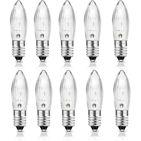 Ampoule E10 34V 3W Bougie, 30LM Blanc Chaud 2700K, Ampoule Bougie E10 pour Arche Lumineuse, Arbre de Noël, Guirlande, Lot de 10