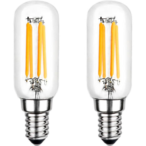 Lot de 2 Ampoules LED T25 E14 4W Blanc Chaud 2700K, Équivalent 40W pour Hotte de Cuisine Aspirante (Non Dimmable)