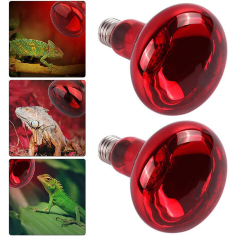 Lot de 2 Lampes Chauffantes Infrarouges E27 100W pour Reptiles, Tortues Serpents Amphibiens & Poussins (1/5)